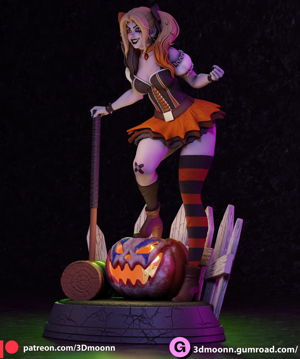 Harley Quinn Halloween | Fan Art | 3D Printed Resin Model Garage Kit | *Un-Painted* | 3DMoonn 3