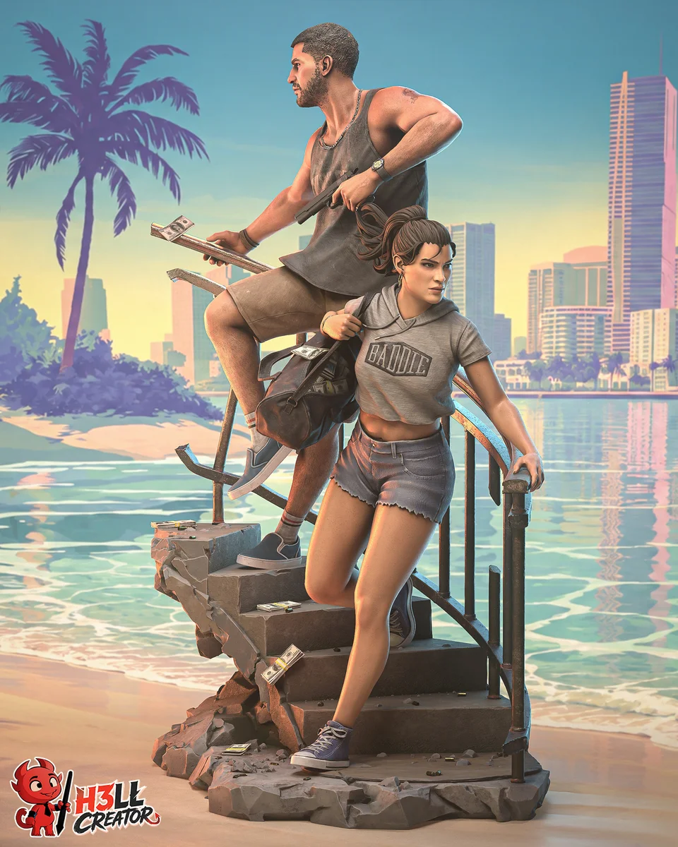 Jason and Lucia | Fan Art | 3D Printed Resin Model Garage Kit | *Un-Painted* | H3LL Creator 3