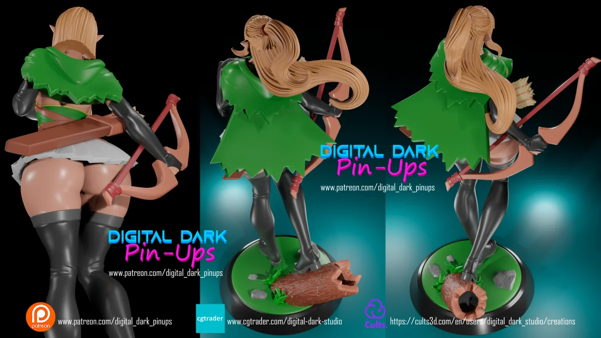 Elf Archer | Fan Art | 3D Printed Resin Model Garage Kit | *Un-Painted* | Digital Dark 6