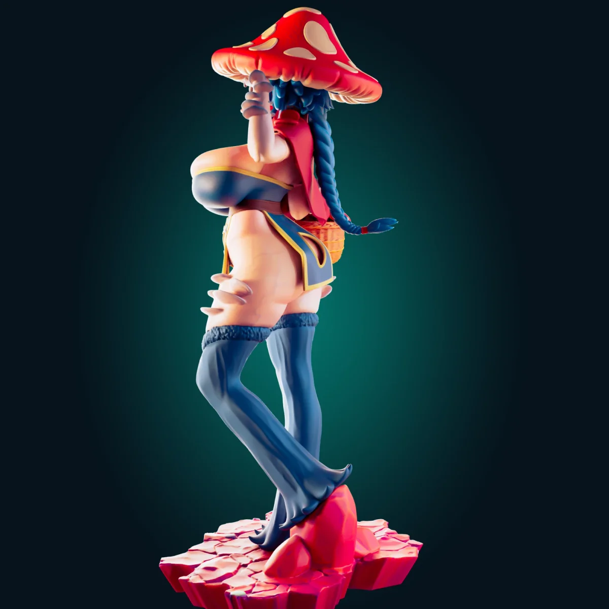 Red Mushroom Girl | Fan Art | 3D Printed Resin Model Garage Kit | *Un-Painted* | Officer Rhu 4