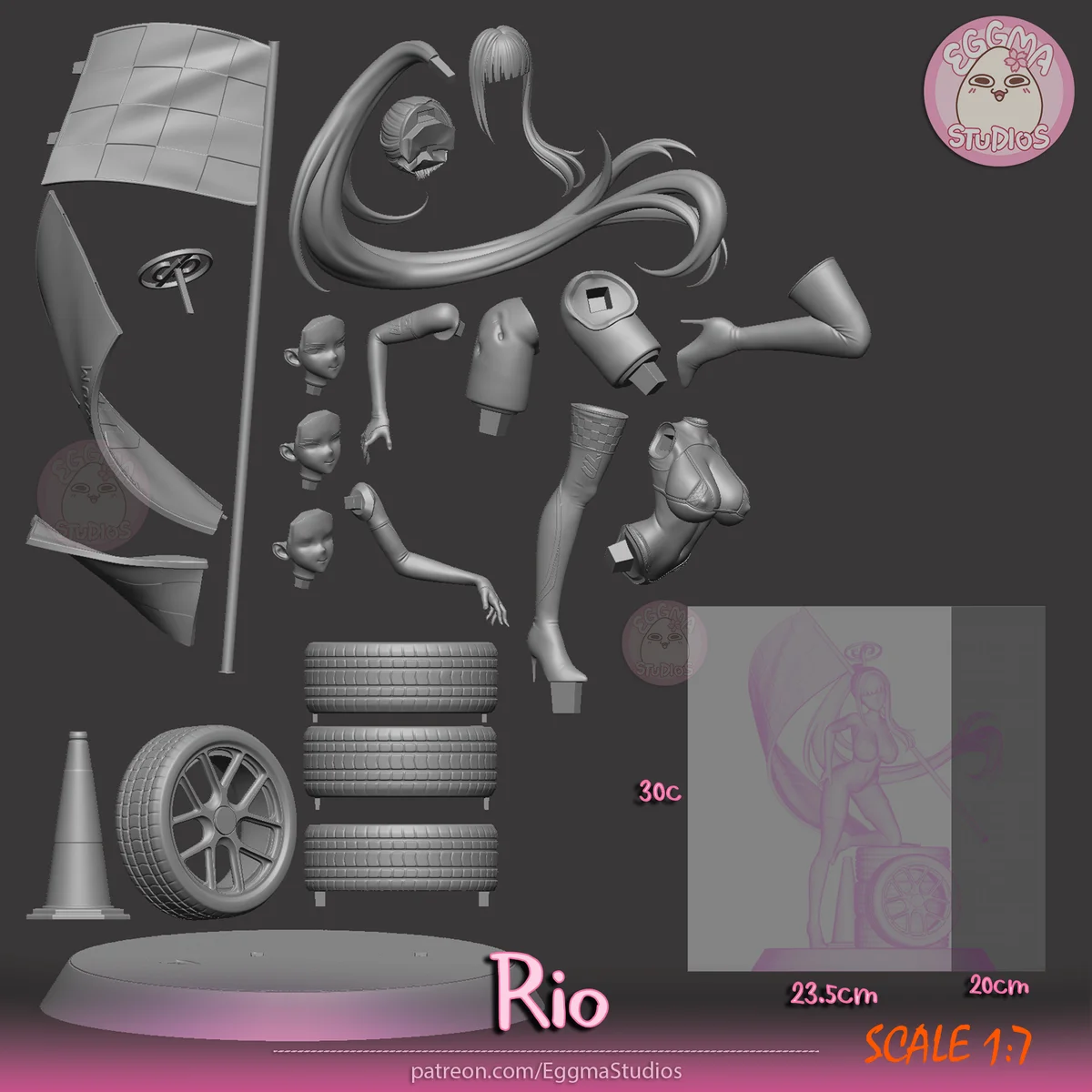 Rio | Fan Art | 3D Printed Resin Model Garage Kit | *Un-Painted* | EggmaStudios 20