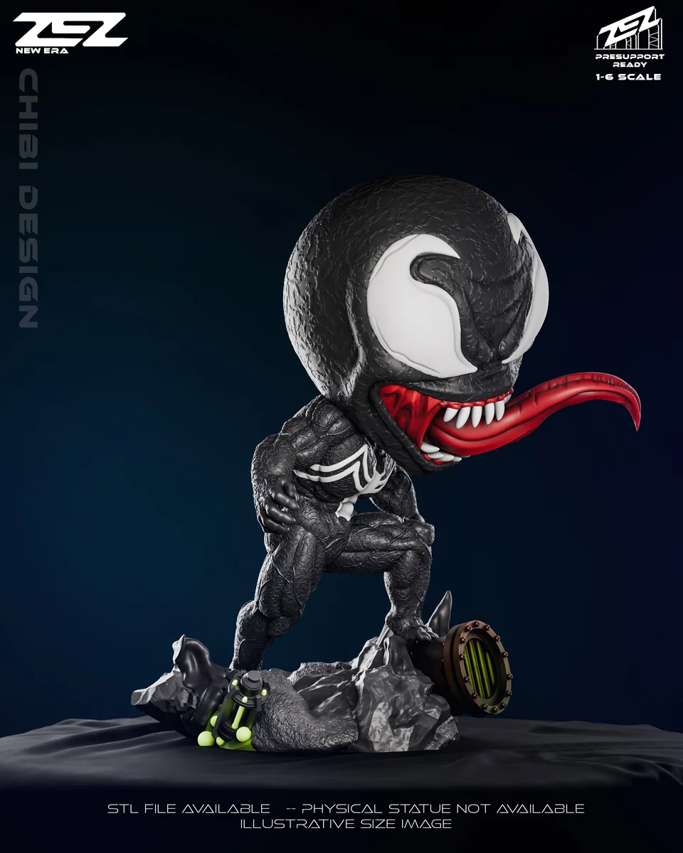 Chibi Venom | Fan Art | 3D Printed Resin Model Garage Kit | *Un-Painted* | ZEZ Studio 4