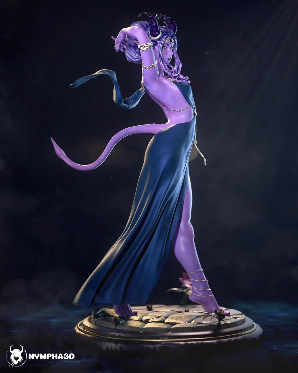 Tiefling Lady | Fan Art | 3D Printed Resin Model Garage Kit | *Un-Painted* | Nympha3D 5
