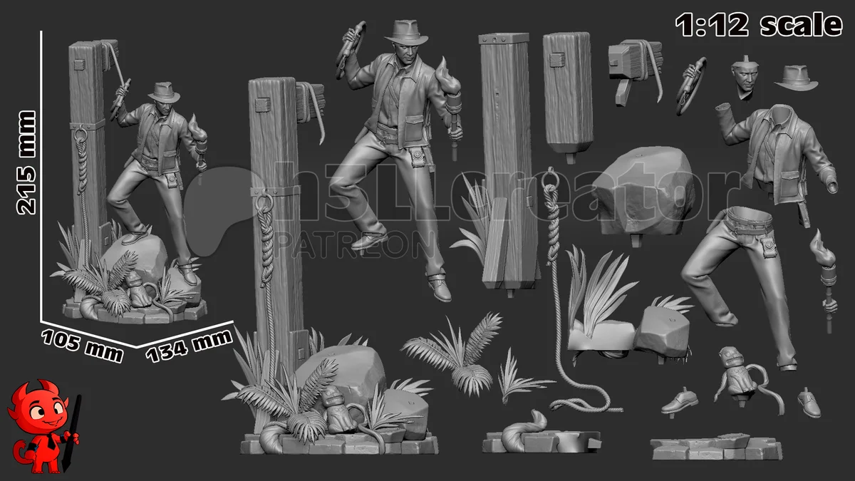 Indiana Jones | Fan Art | 3D Printed Resin Model Garage Kit | *Un-Painted* | H3LL Creator 14