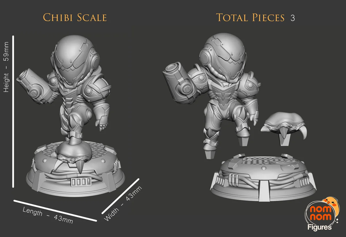 Chibi Samus | Fan Art | 3D Printed Resin Model Garage Kit | *Un-Painted* | Nomnom 8