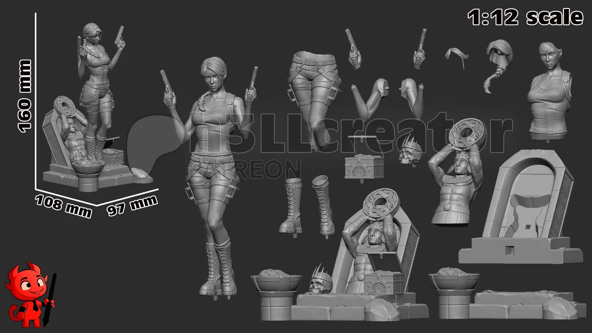 Lara Croft | Fan Art | 3D Printed Resin Model Garage Kit | *Un-Painted* | H3LL Creator 9
