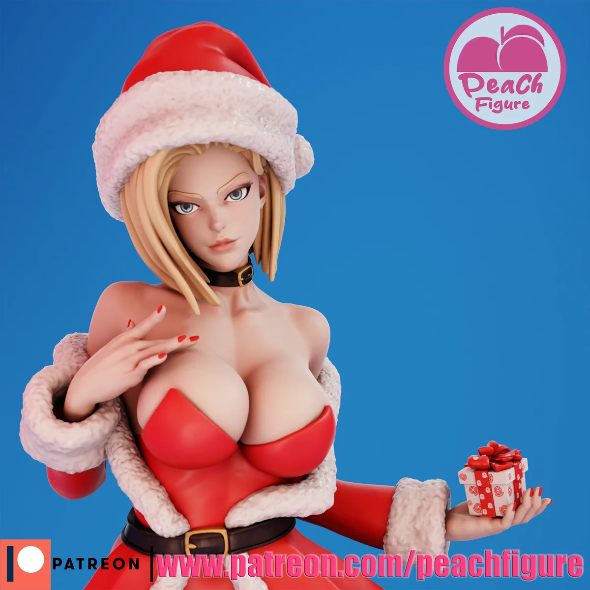 Android 18 Mrs Claus | Fan Art | 3D Printed Resin Model Garage Kit | *Un-Painted* | Peach Figure 3