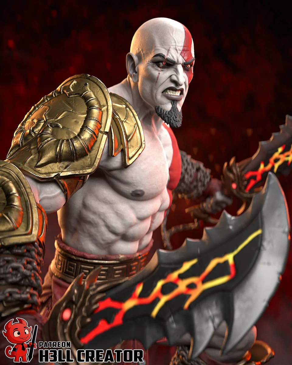 Kratos | Fan Art | 3D Printed Resin Model Garage Kit | *Un-Painted* | H3LL Creator 5