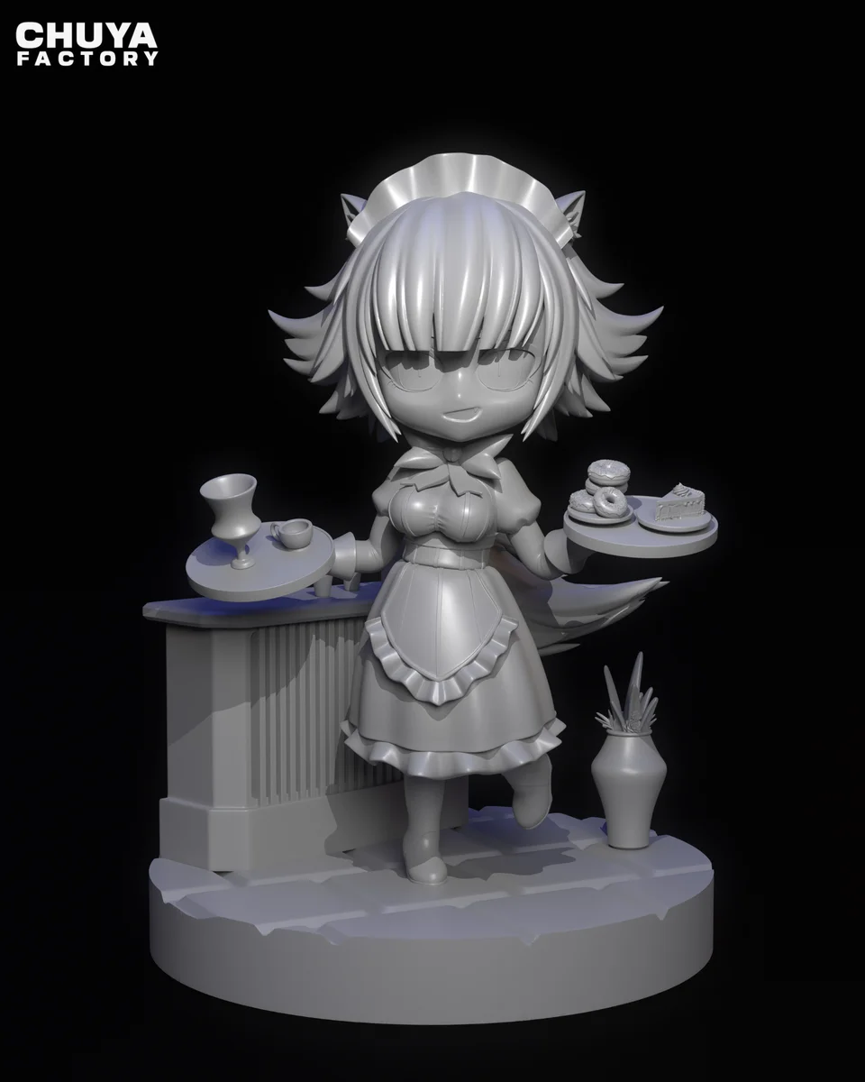 Chibi Cat Maid | Fan Art | 3D Printed Resin Model Garage Kit | *Un-Painted* | Chuya Factory 6