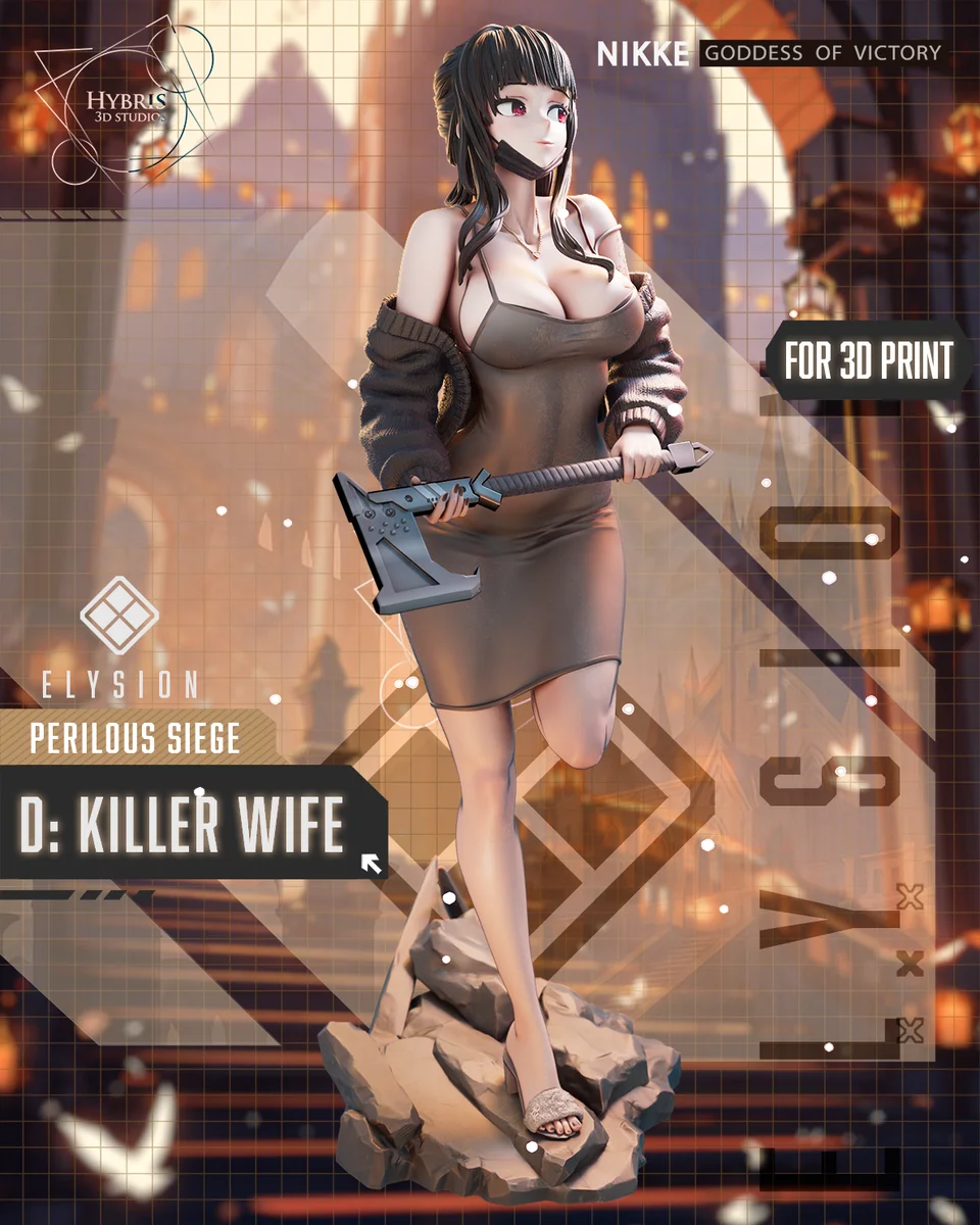 D Killer Wife | Fan Art | 3D Printed Resin Model Garage Kit | *Un-Painted* | Hybris Studios 3