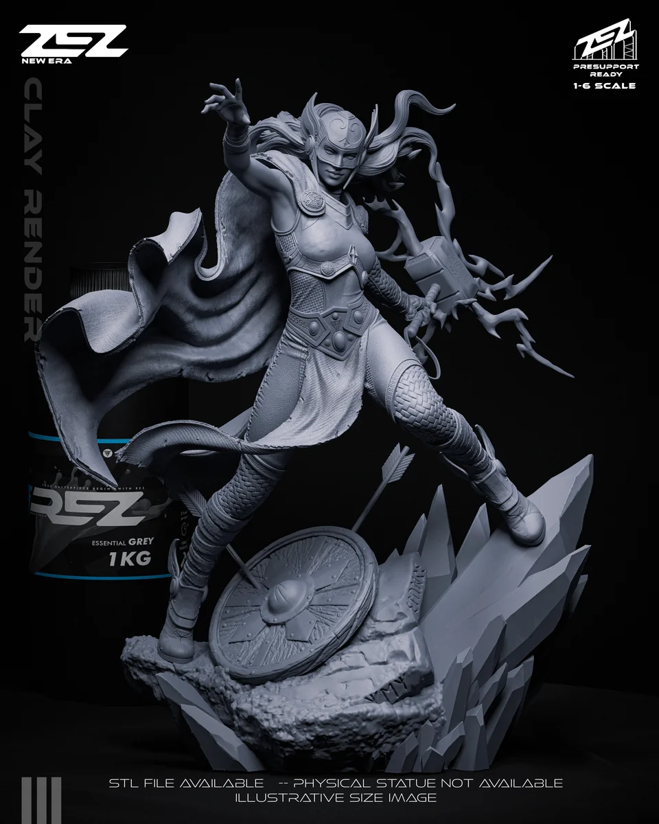 Lady Thor | Fan Art | 3D Printed Resin Model Garage Kit | *Un-Painted* | ZEZ Studio 5