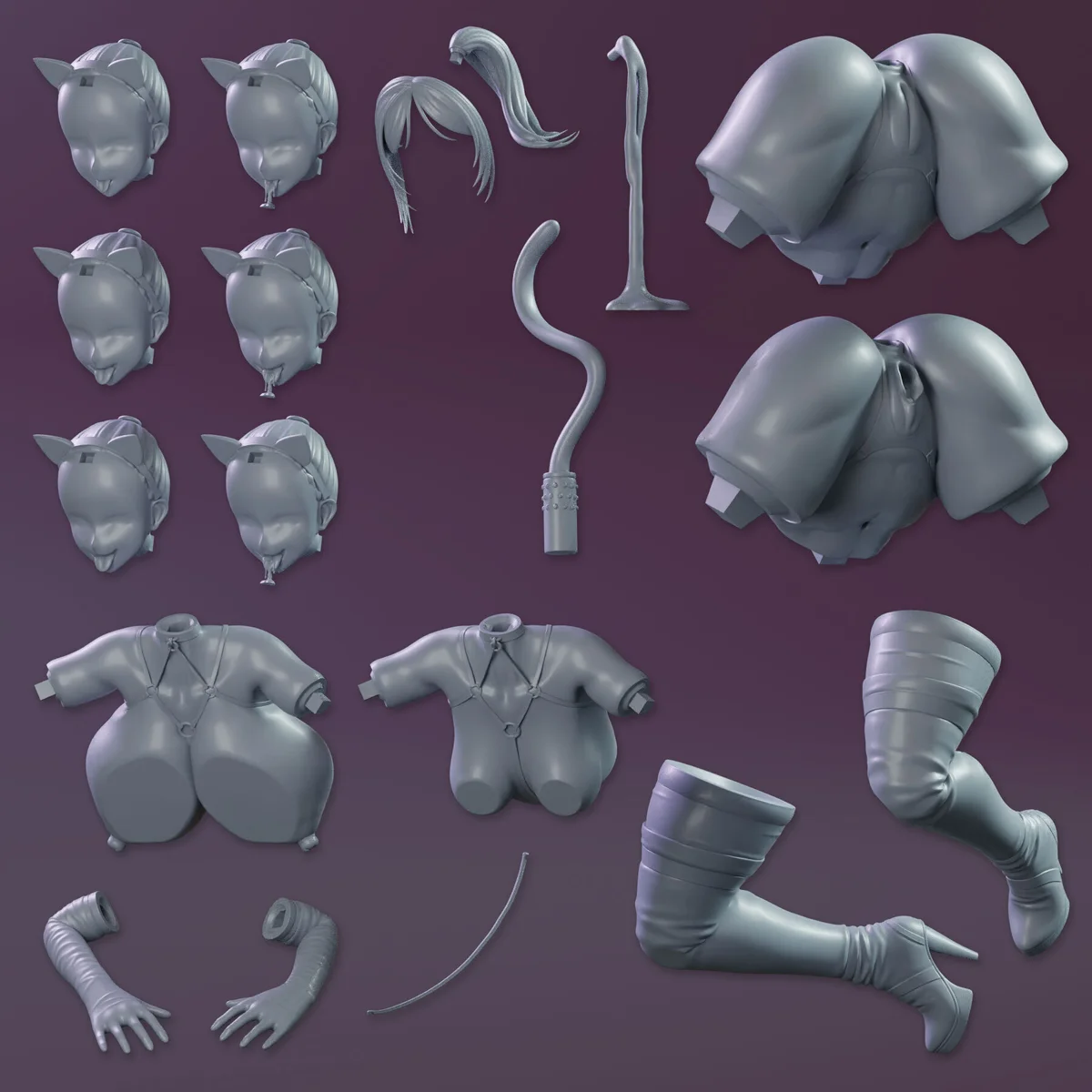 Cat Girl Cosplay v2 | Fan Art | 3D Printed Resin Model Garage Kit | *Un-Painted* | KiTNo 8