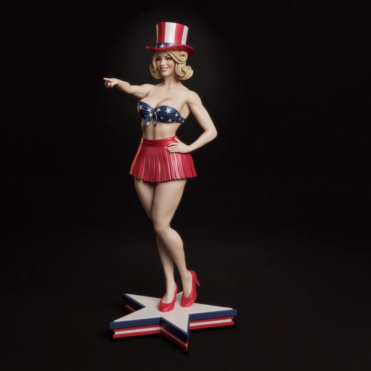 All American Bombshell | Fan Art | 3D Printed Resin Model Garage Kit | *Un-Painted* | Abe3D 6