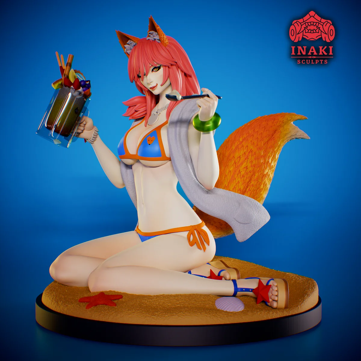 Tamamo No Mae | Fan Art | 3D Printed Resin Model Garage Kit | *Un-Painted* | Inaki Sculpts 3