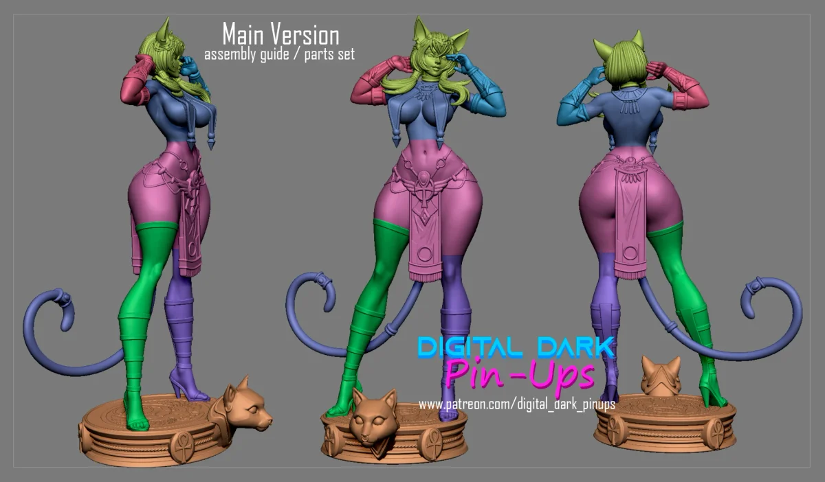 Egyptian Catgirl | Fan Art | 3D Printed Resin Model Garage Kit | *Un-Painted* | Digital Dark 3