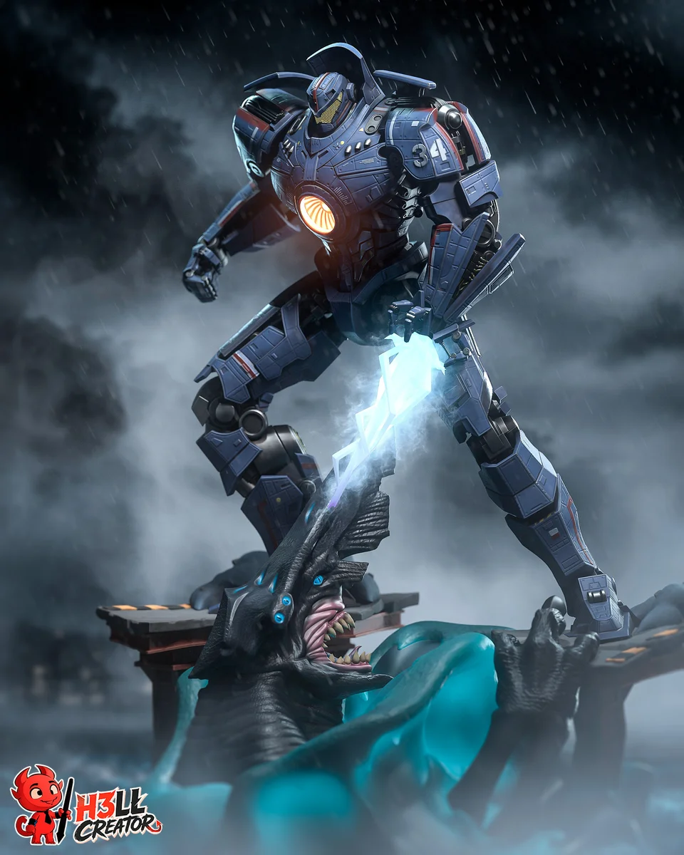 Gipsy Danger | Fan Art | 3D Printed Resin Model Garage Kit | *Un-Painted* | H3LL Creator 4
