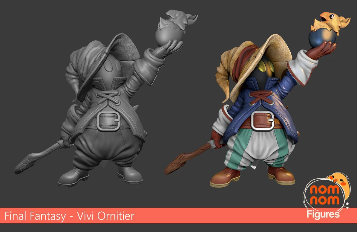 Chibi Vivi Ornitier with Chocobo | Fan Art | 3D Printed Resin Model Garage Kit | *Un-Painted* | Nomnom 3