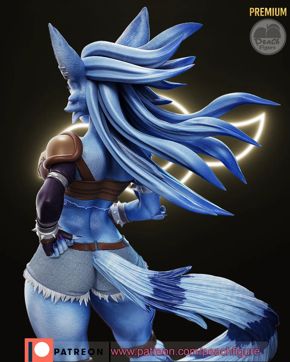 Weregarurumon | Fan Art | 3D Printed Resin Model Garage Kit | *Un-Painted* | Peach Figure 3