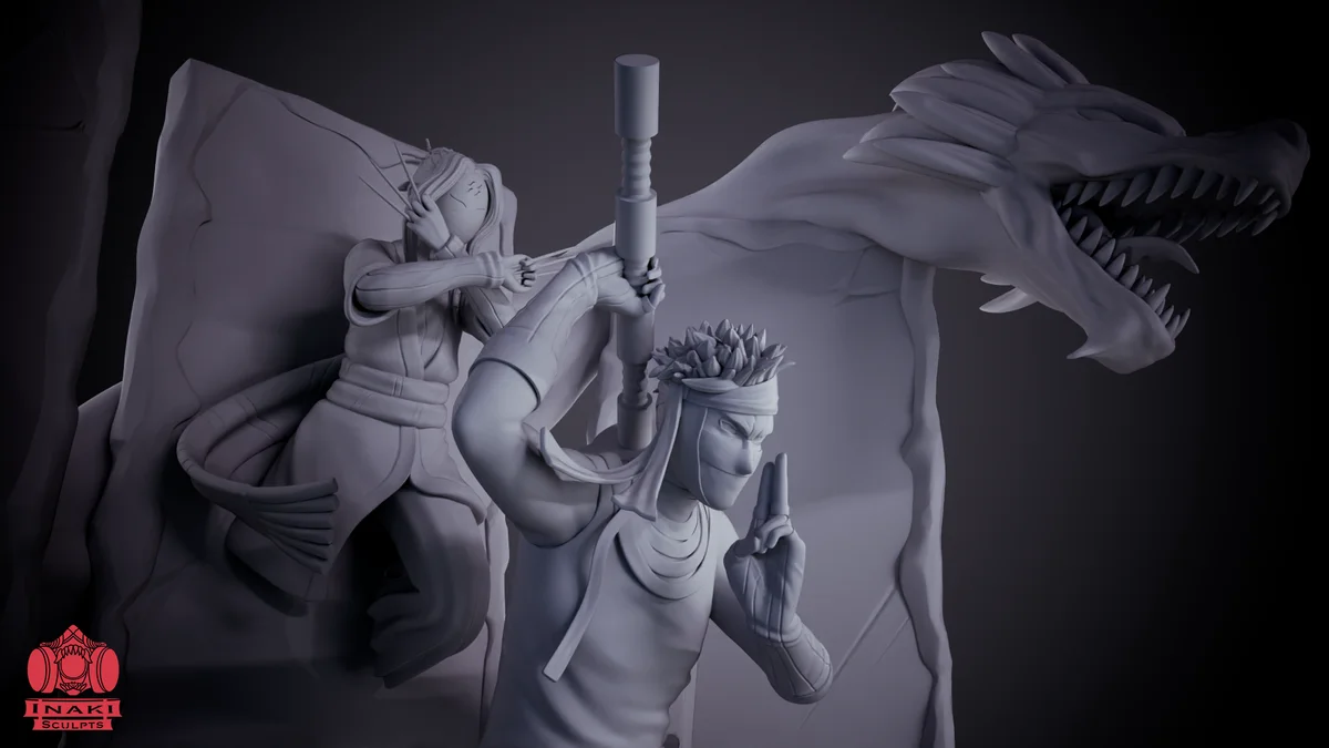 Zabuza & Haku | Fan Art | 3D Printed Resin Model Garage Kit | *Un-Painted* | Inaki Sculpts 3