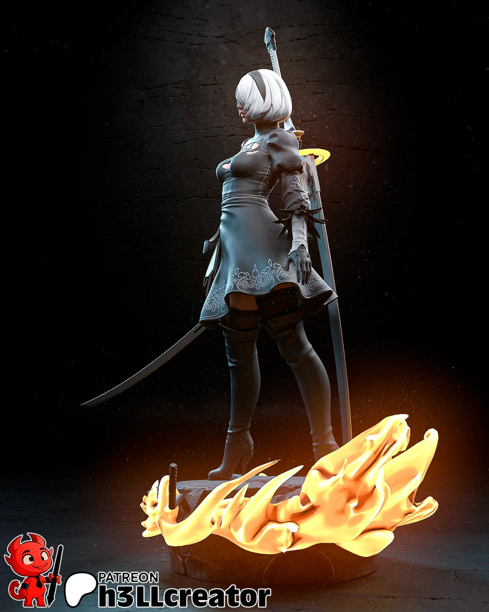 2B | Fan Art | 3D Printed Resin Model Garage Kit | *Un-Painted* | H3LL Creator 4