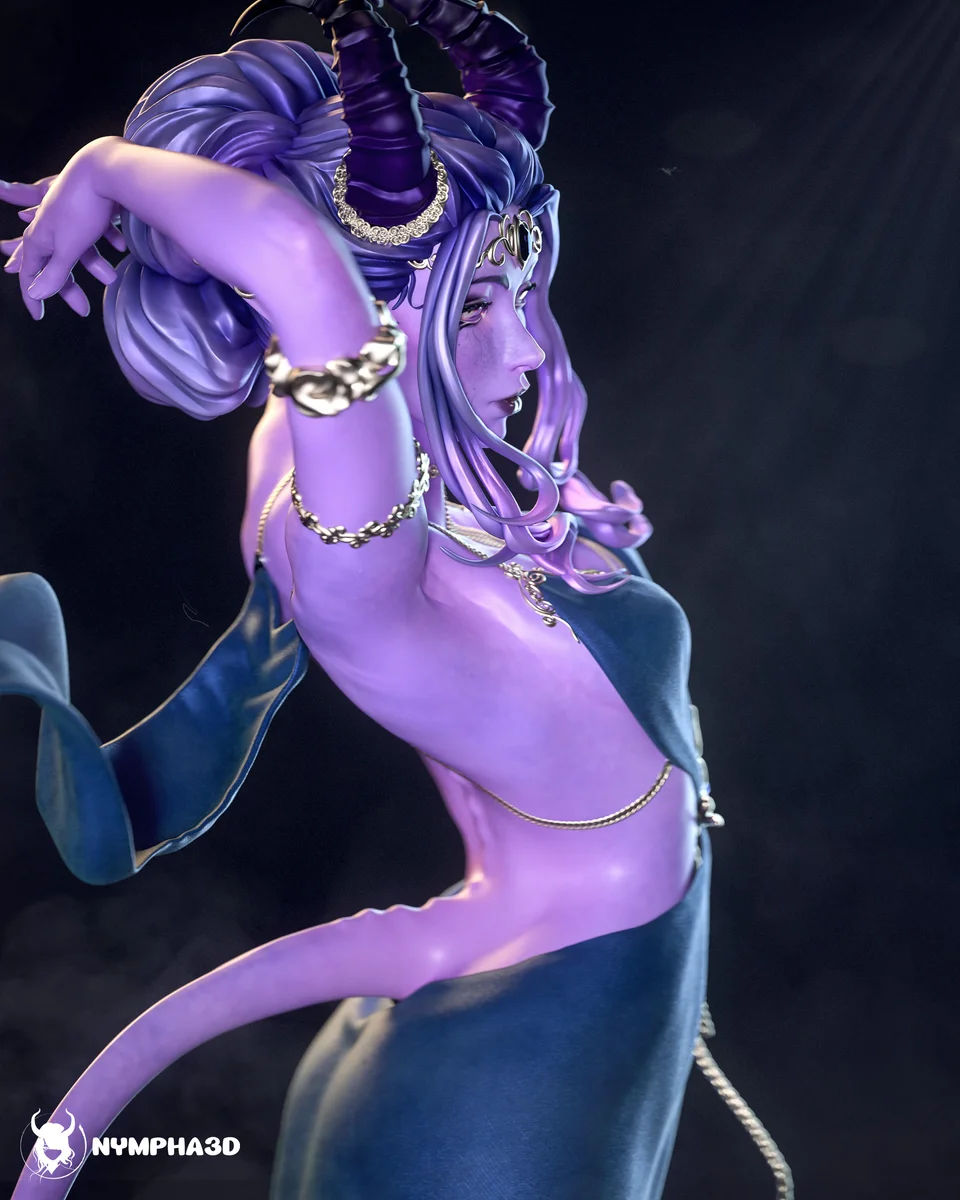 Tiefling Lady | Fan Art | 3D Printed Resin Model Garage Kit | *Un-Painted* | Nympha3D 6
