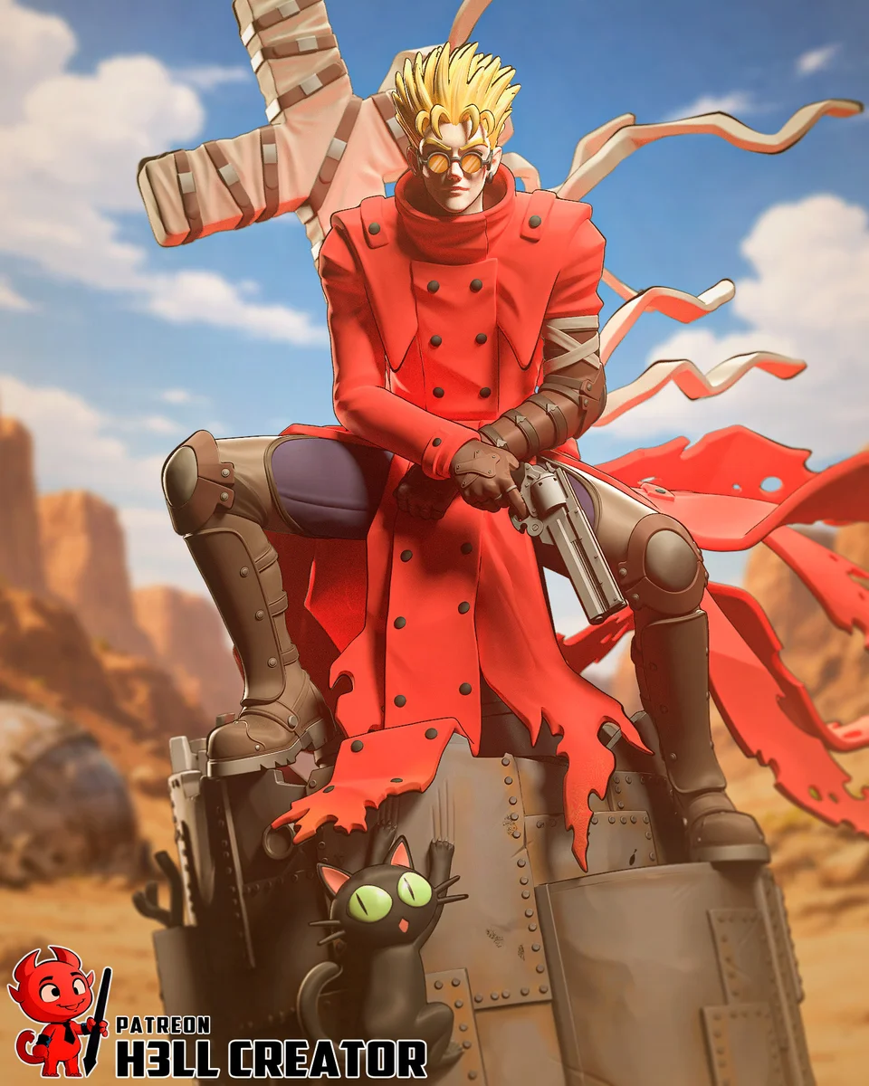 Vash the Stampede | Fan Art | 3D Printed Resin Model Garage Kit | *Un-Painted* | H3LL Creator