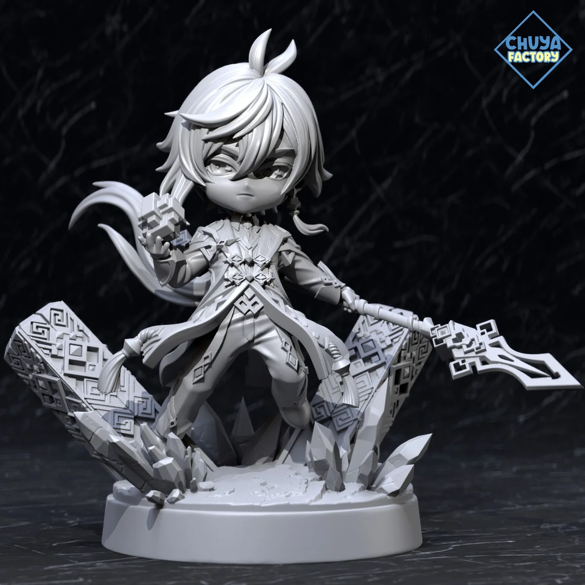 Chibi Zhongli | Fan Art | 3D Printed Resin Model Garage Kit | *Un-Painted* | Chuya Factory 4