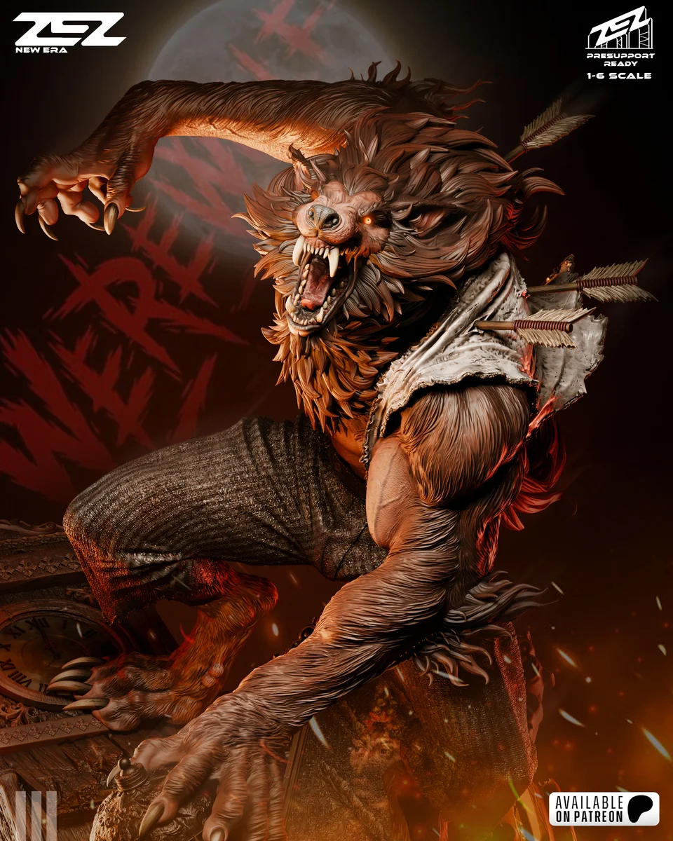 Werewolf | Fan Art | 3D Printed Resin Model Garage Kit | *Un-Painted* | ZEZ Studio