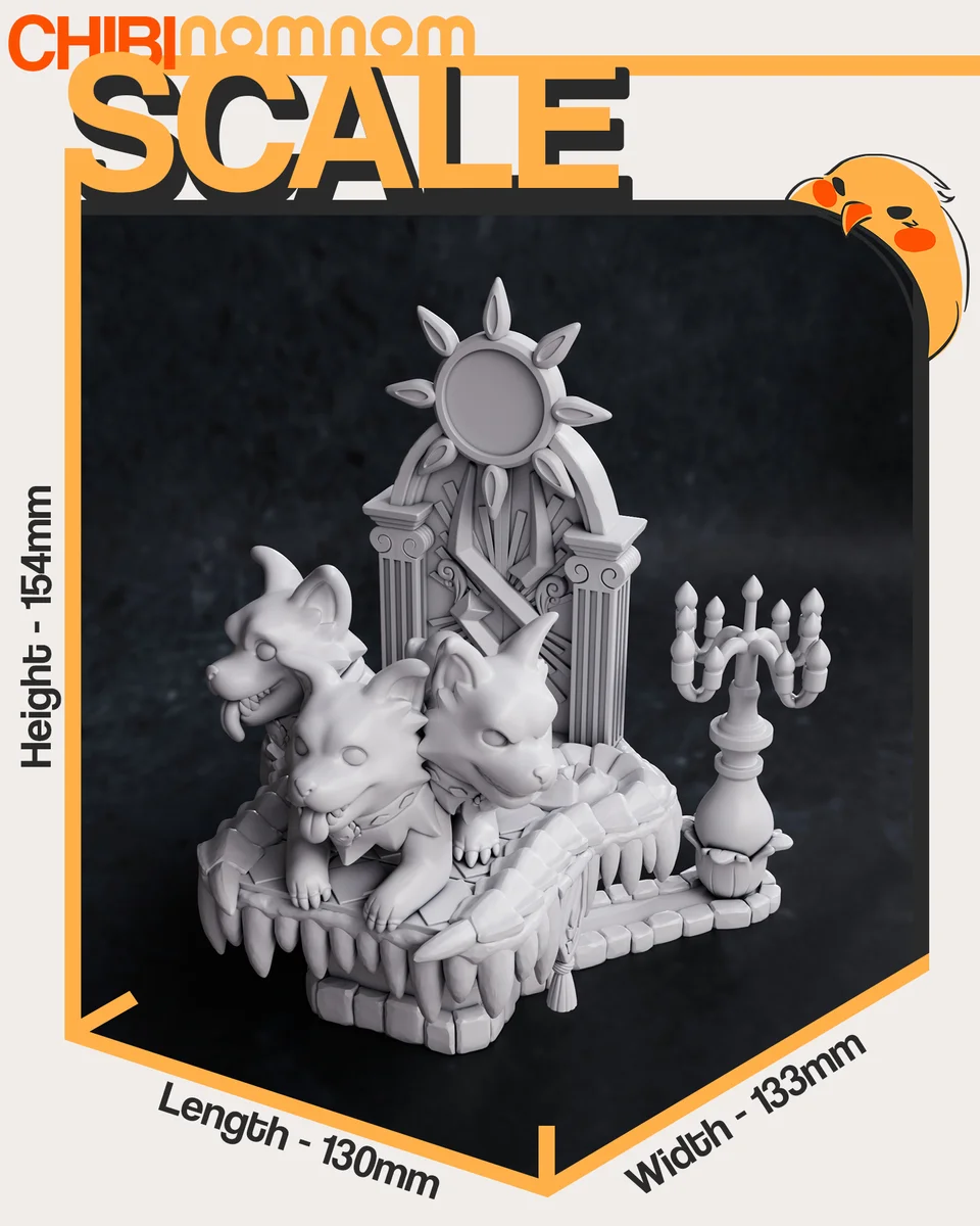 Chibi Cerberus | Fan Art | 3D Printed Resin Model Garage Kit | *Un-Painted* | Nomnom 4