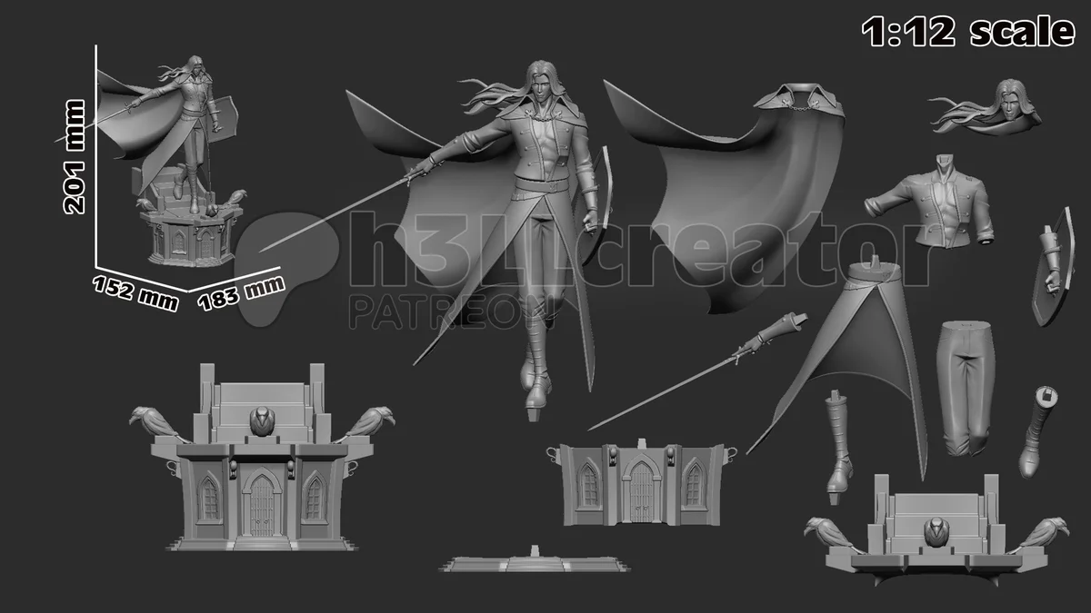 Alucard | Fan Art | 3D Printed Resin Model Garage Kit | *Un-Painted* | H3LL Creator 11