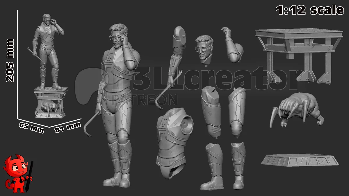 Gordon Freeman | Fan Art | 3D Printed Resin Model Garage Kit | *Un-Painted* | H3LL Creator 9