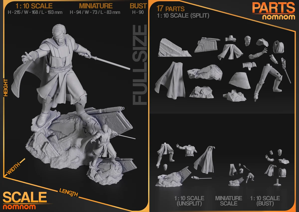 Obi-wan Kenobi | Fan Art | 3D Printed Resin Model Garage Kit | *Un-Painted* | Nomnom 3