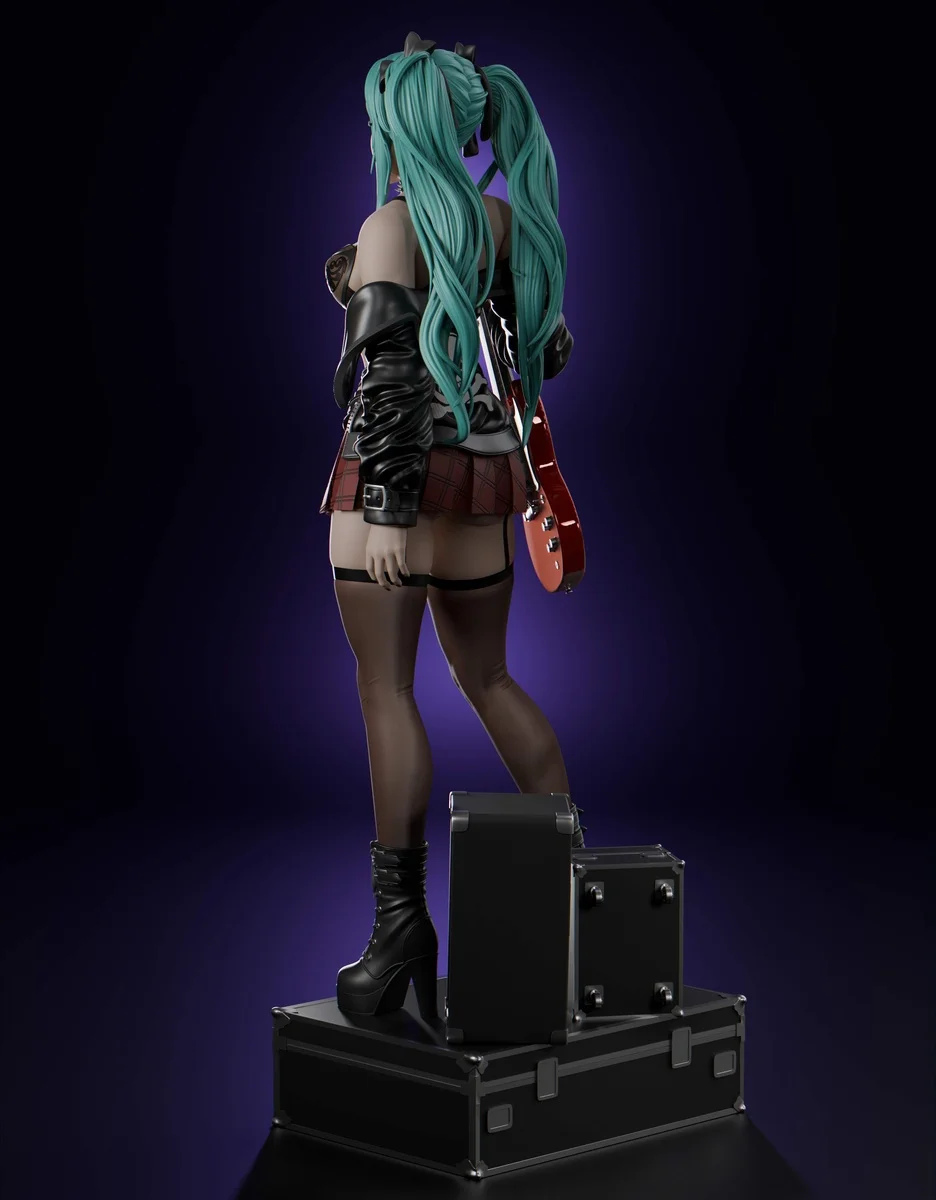 Hatsune Miku (Rock ver) | Fan Art | 3D Printed Resin Model Garage Kit | *Un-Painted* | Abe3D 7