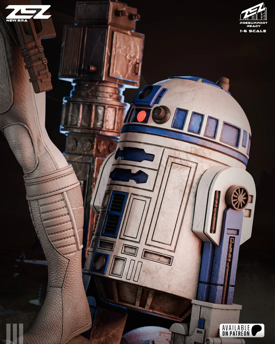 Princess Leia & R2-D2 | Fan Art | 3D Printed Resin Model Garage Kit | *Un-Painted* | ZEZ Studio 10