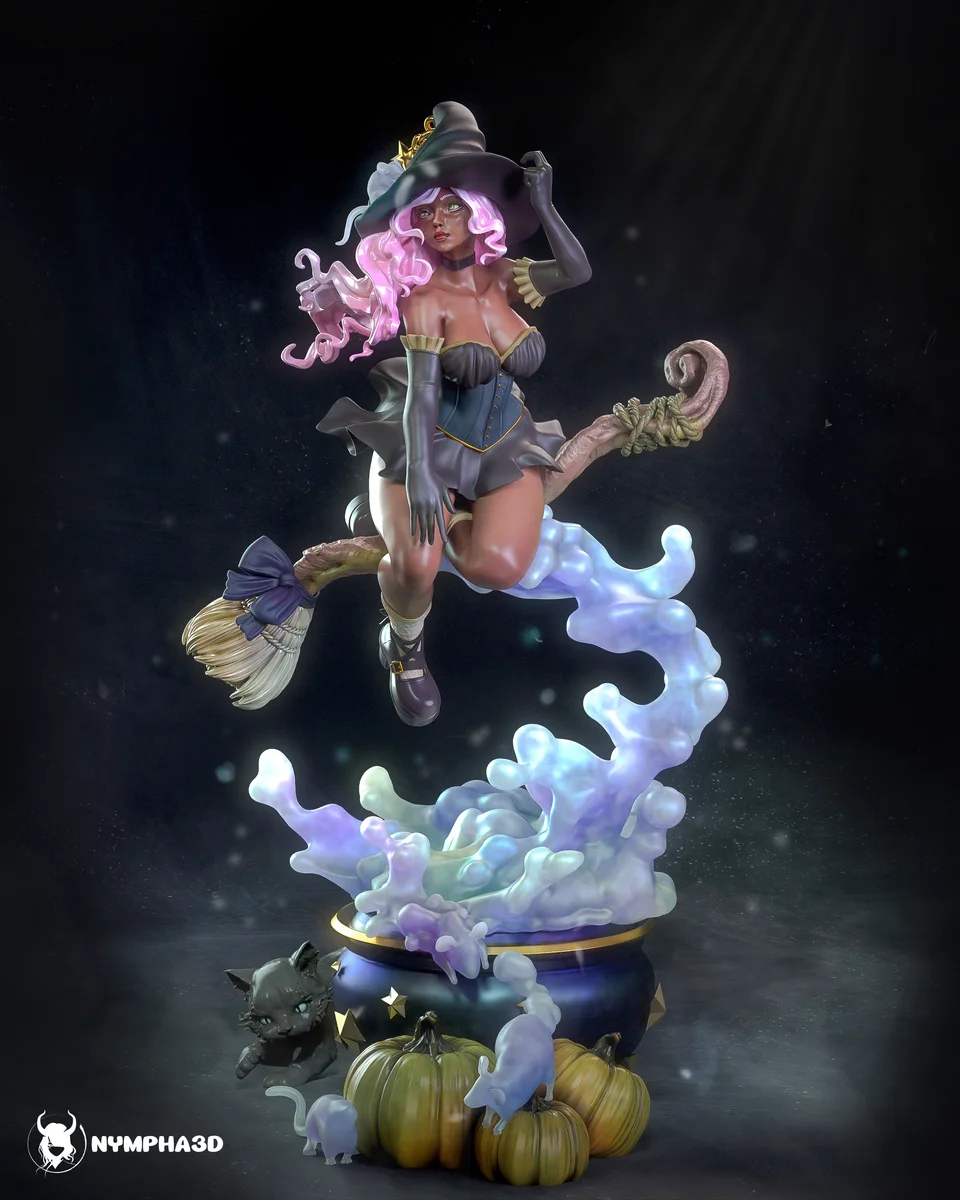 Halloween Witch | Fan Art | 3D Printed Resin Model Garage Kit | *Un-Painted* | Nympha3D 3