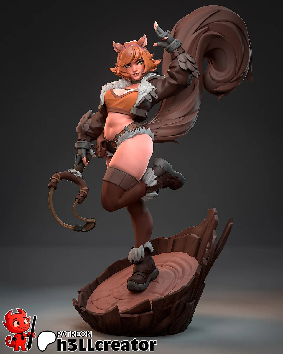 Squirrel Girl | Fan Art | 3D Printed Resin Model Garage Kit | *Un-Painted* | H3LL Creator 4