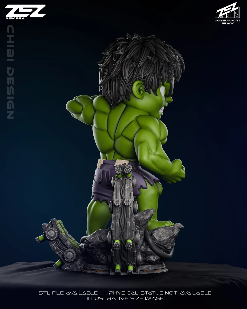 Chibi Hulk | Fan Art | 3D Printed Resin Model Garage Kit | *Un-Painted* | ZEZ Studio 5