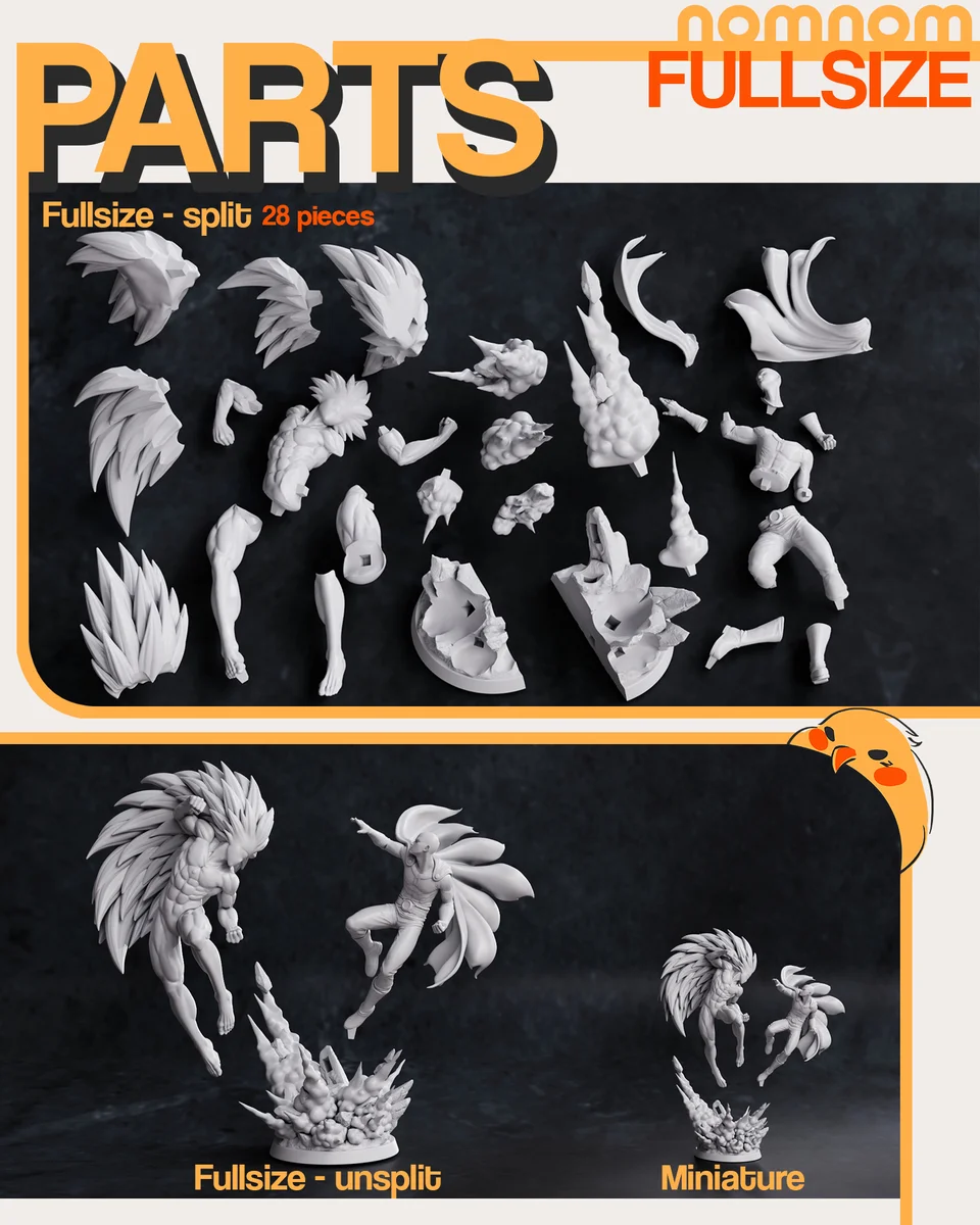 Saitama vs Boros | Fan Art | 3D Printed Resin Model Garage Kit | *Un-Painted* | Nomnom 3