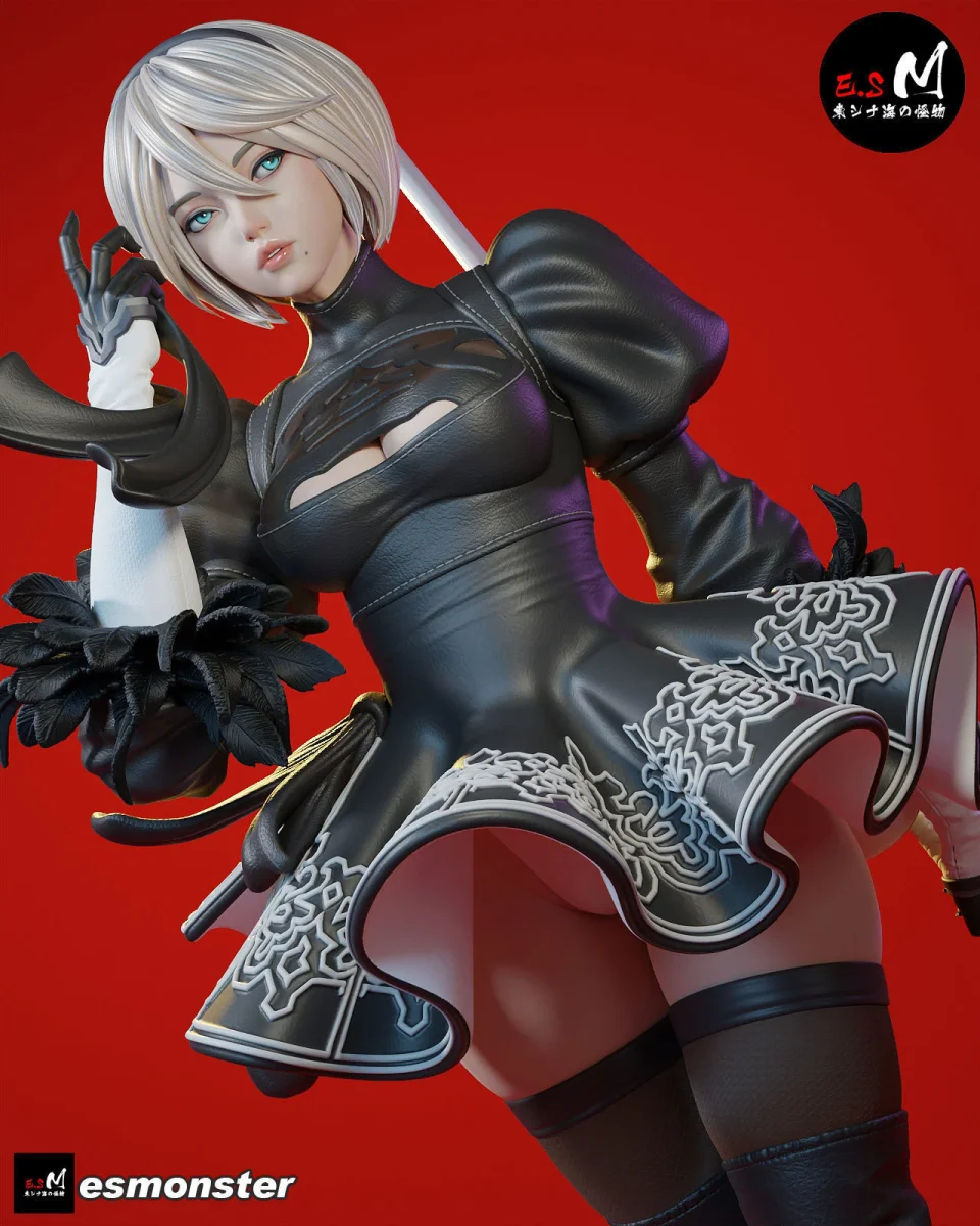 2B (YoRHa) | Fan Art | 3D Printed Resin Model Garage Kit | *Un-Painted* | ES Monster 3