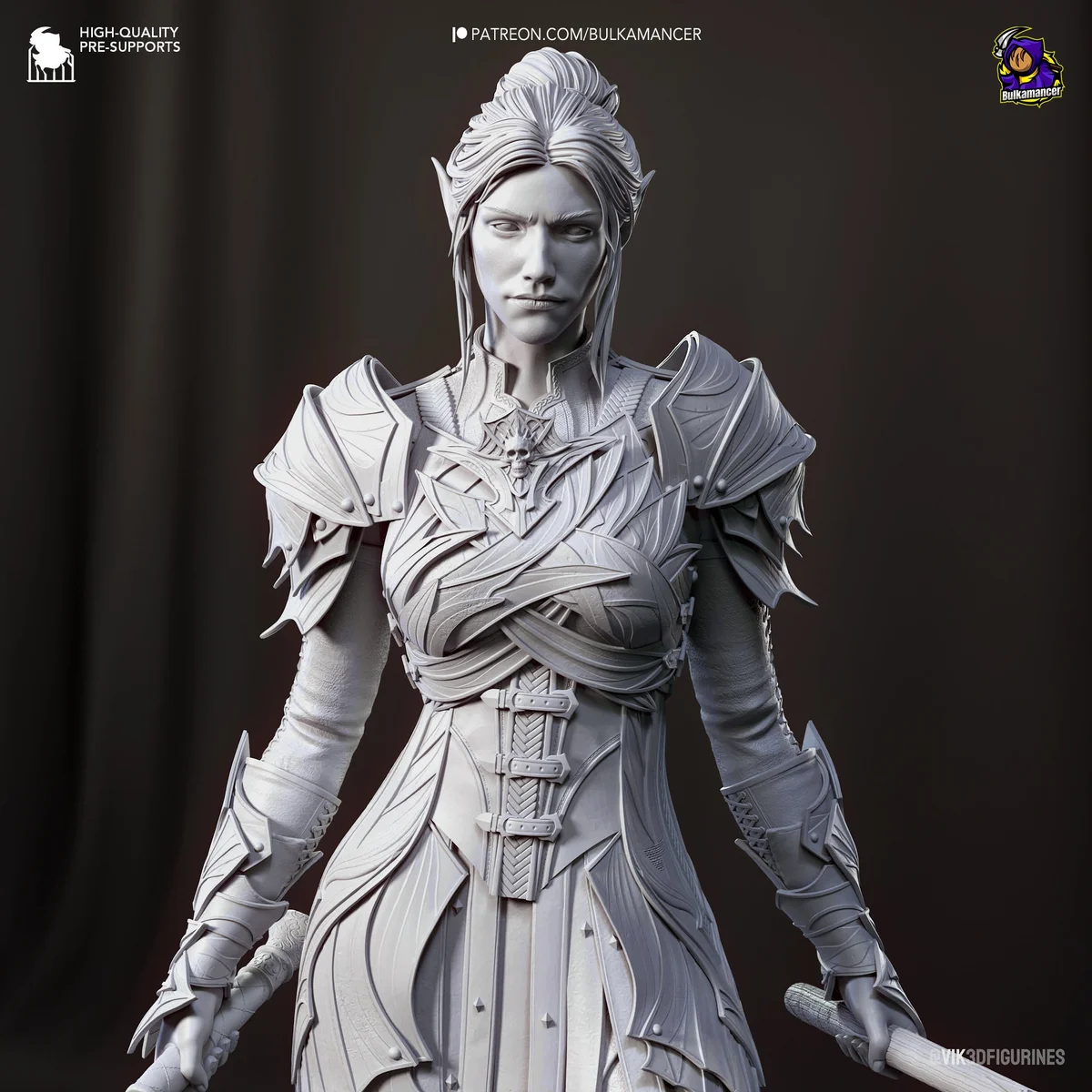 Drow Paladin | Fan Art | 3D Printed Resin Model Garage Kit | *Un-Painted* | Bulkamancer 6
