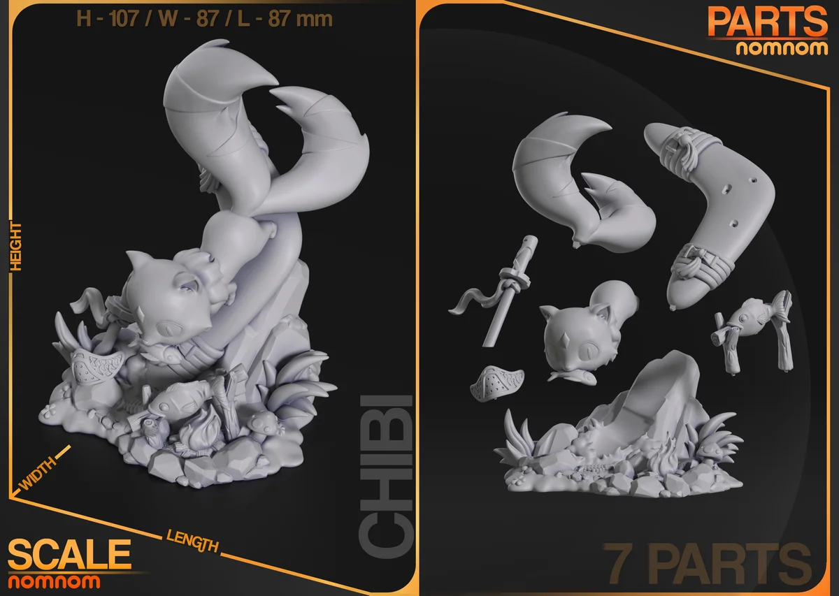 Chibi Kirara | Fan Art | 3D Printed Resin Model Garage Kit | *Un-Painted* | Nomnom 3
