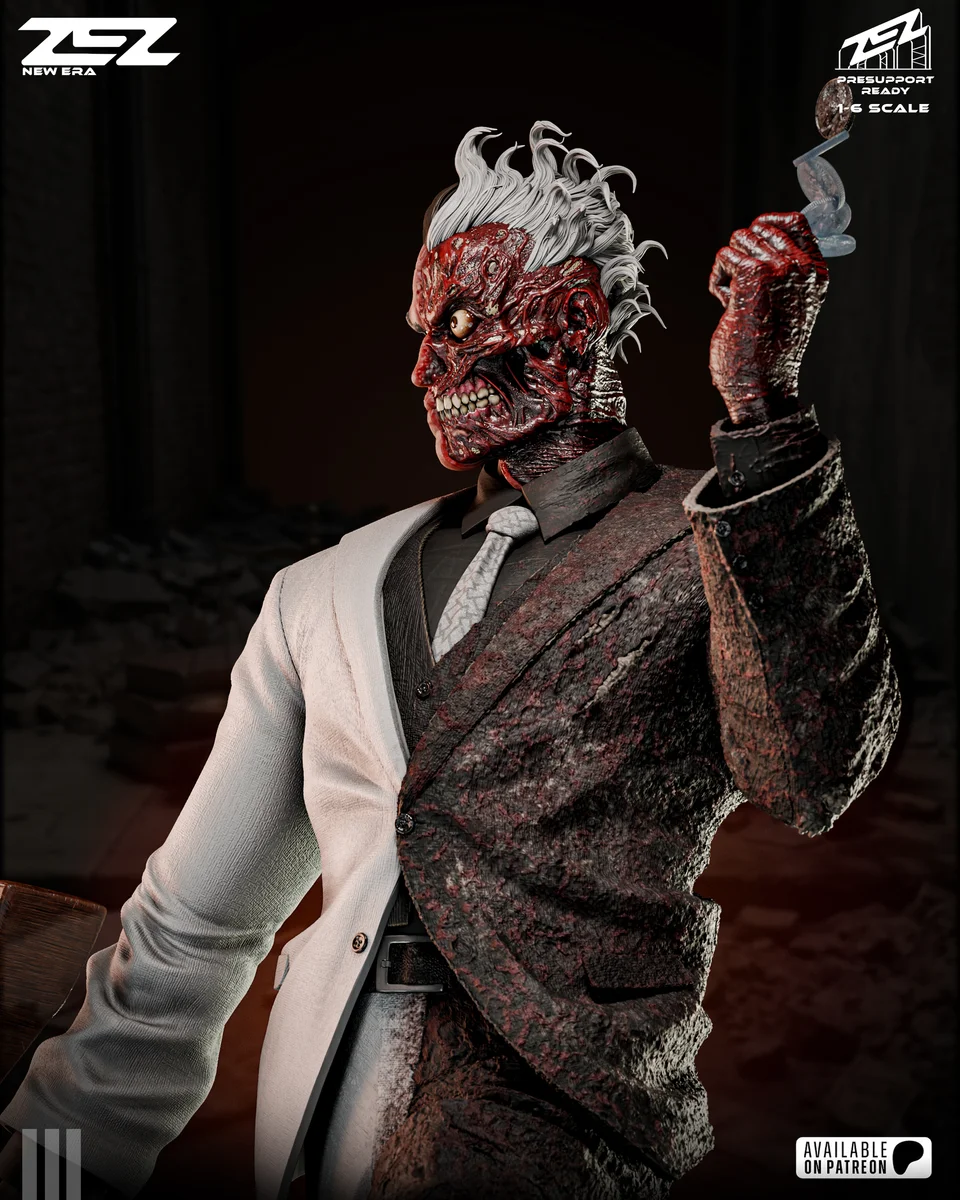 Two-Face | Fan Art | 3D Printed Resin Model Garage Kit | *Un-Painted* | ZEZ Studio