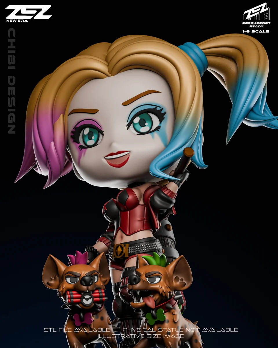 Chibi Harley Quinn | Fan Art | 3D Printed Resin Model Garage Kit | *Un-Painted* | ZEZ Studio 7