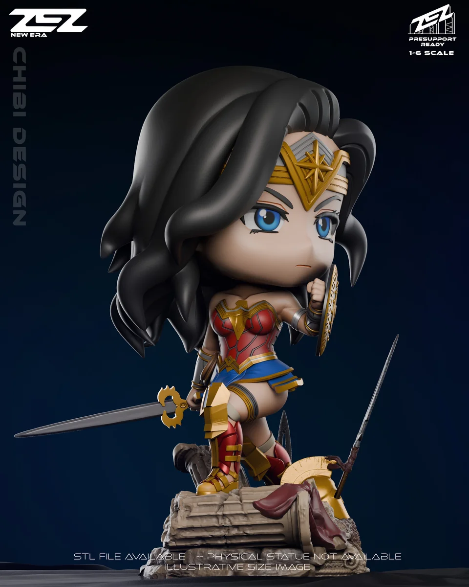 Chibi Wonder Woman | Fan Art | 3D Printed Resin Model Garage Kit | *Un-Painted* | ZEZ Studio 4