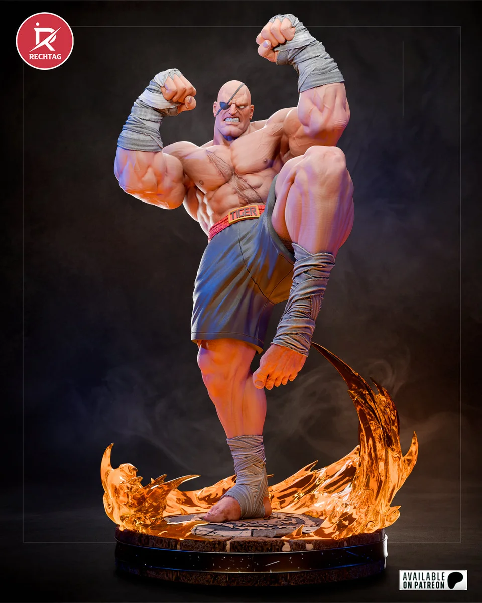Sagat | Fan Art | 3D Printed Resin Model Garage Kit | *Un-Painted* | Rechtag 3