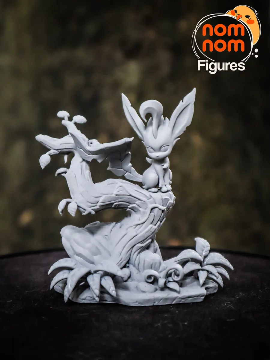 Chibi Leafeon | Fan Art | 3D Printed Resin Model Garage Kit | *Un-Painted* | Nomnom 4