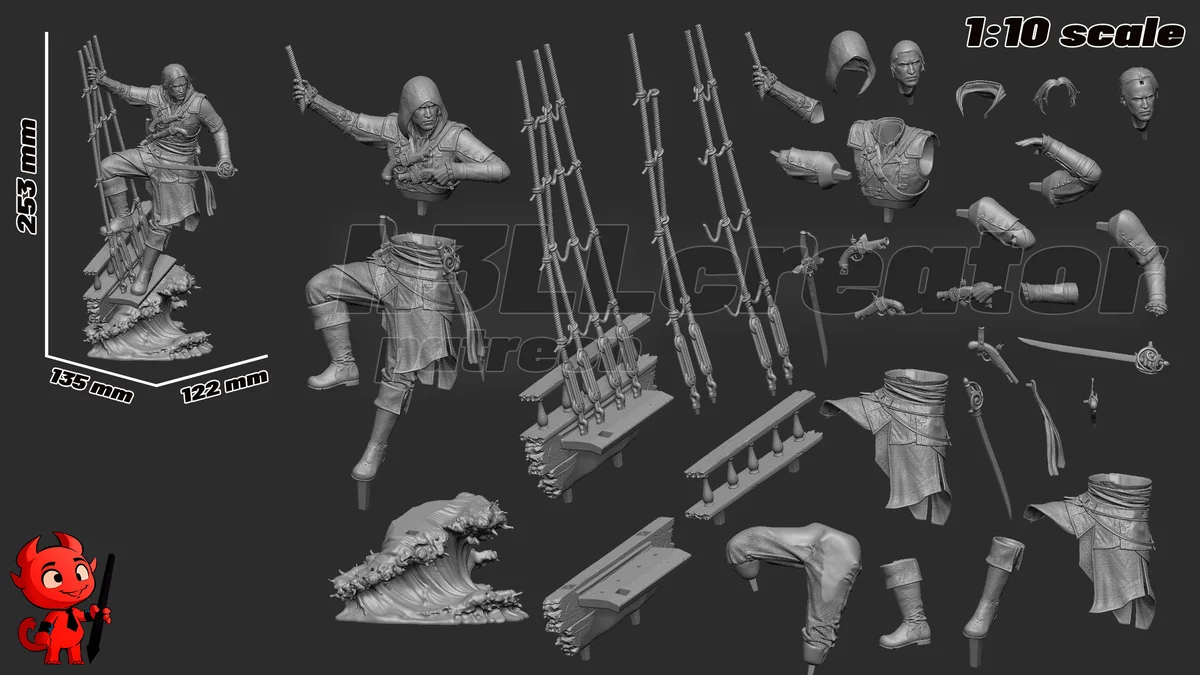 Edward Kenway | Fan Art | 3D Printed Resin Model Garage Kit | *Un-Painted* | H3LL Creator 14