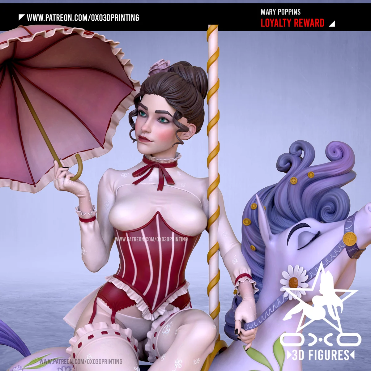Ms Mary Poppins | Fan Art | 3D Printed Resin Model Garage Kit | *Un-Painted* | OXO3D 3