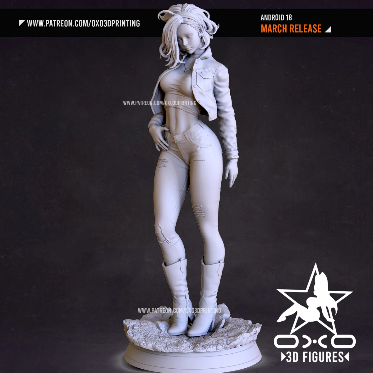 Android 18 | Fan Art | 3D Printed Resin Model Garage Kit | *Un-Painted* | OXO3D 7