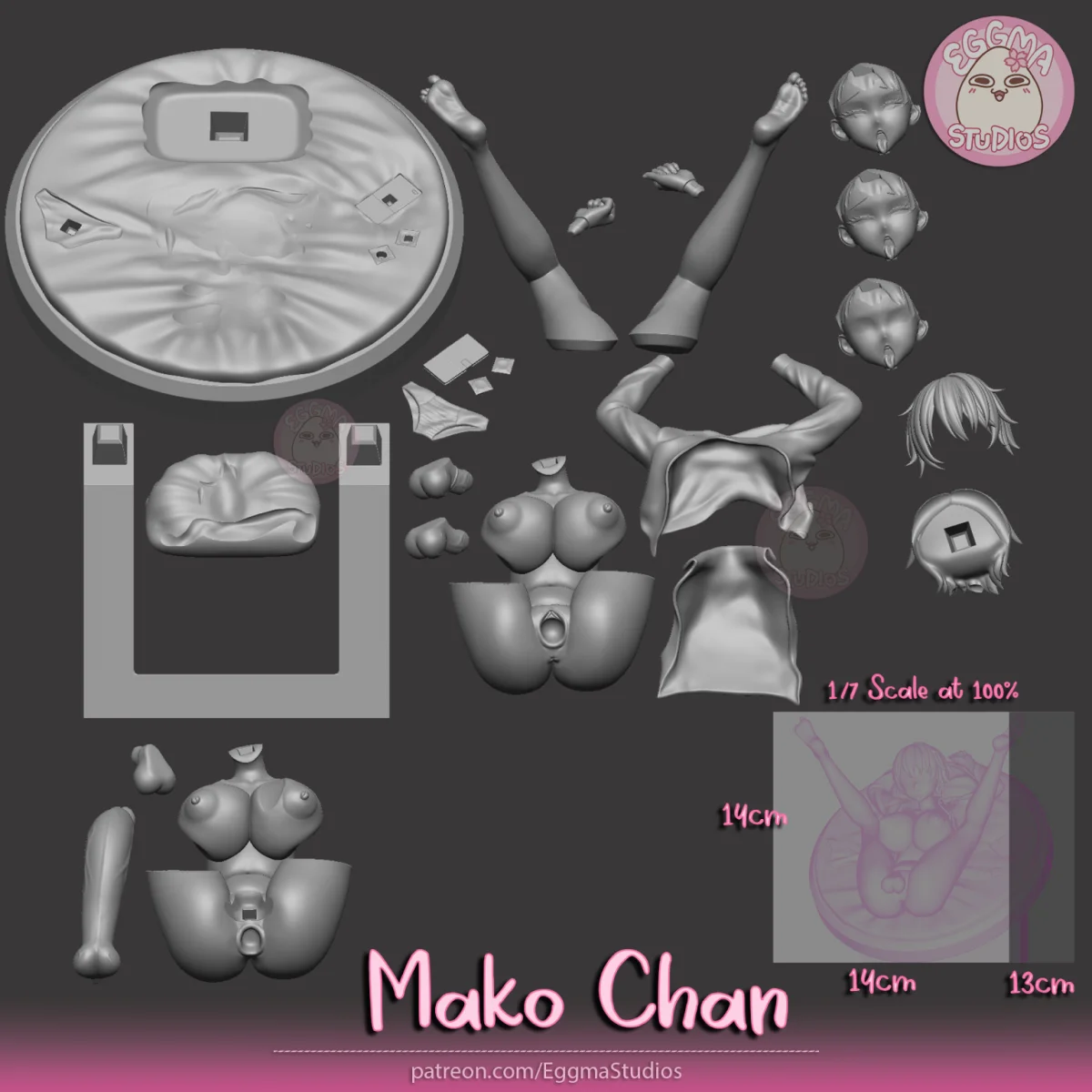 Mako Chan | Fan Art | 3D Printed Resin Model Garage Kit | *Un-Painted* | EggmaStudios 11